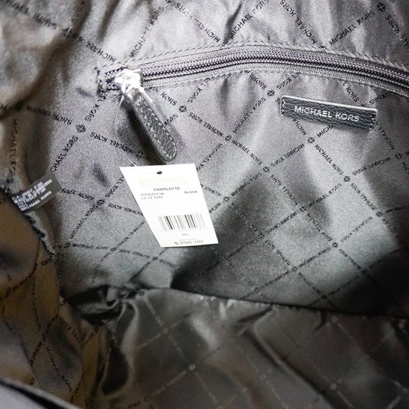 Michael Kors Charlotte Tote Shoulder Bag MK Black - Picture 5 of 12